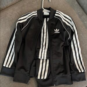 Adidas Black Jacket with White Stripes